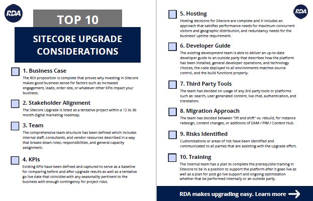 Sitecore Upgrade Checklist | RDA